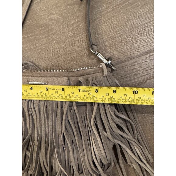 Rebecca Minkoff Taupe Suede Finn Crossbody Handbag Bag Purse - Picture 10 of 12